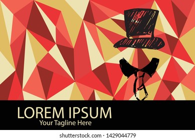 Isolated Vector Illustration Red and Yellow Polygon Geometric of Man Hat and Suit or Necktie. Flat, Icon, Sign, Logo, Symbol, Object, Graphic Design, Element, Background, Print.