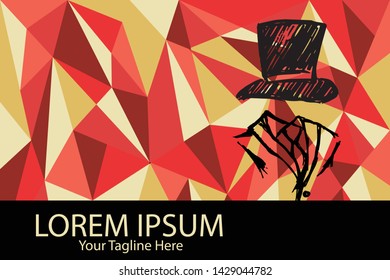 Isolated Vector Illustration Red and Yellow Polygon Geometric of Man Hat and Suit or Necktie. Flat, Icon, Sign, Logo, Symbol, Object, Graphic Design, Element, Background, Print.
