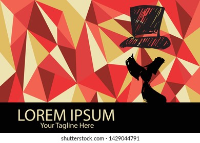 Isolated Vector Illustration Red and Yellow Polygon Geometric of Man Hat and Suit or Necktie. Flat, Icon, Sign, Logo, Symbol, Object, Graphic Design, Element, Background, Print.