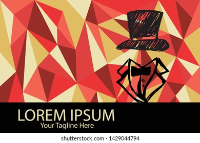 Isolated Vector Illustration Red and Yellow Polygon Geometric of Man Hat and Suit or Necktie. Flat, Icon, Sign, Logo, Symbol, Object, Graphic Design, Element, Background, Print.