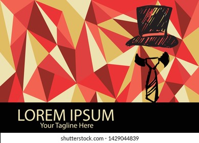 Isolated Vector Illustration Red and Yellow Polygon Geometric of Man Hat and Suit or Necktie. Flat, Icon, Sign, Logo, Symbol, Object, Graphic Design, Element, Background, Print.