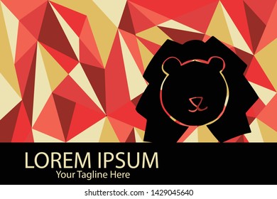 Isolated Vector Illustration Red and Yellow Polygon Geometric of Lion Animal. Flat, Icon, Sign, Logo, Symbol, Object, Graphic Design, Element, Background, Print.