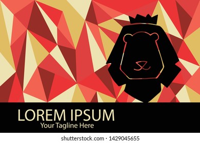 Isolated Vector Illustration Red and Yellow Polygon Geometric of Lion Animal. Flat, Icon, Sign, Logo, Symbol, Object, Graphic Design, Element, Background, Print.