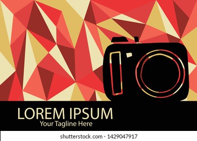Isolated Vector Illustration Red and Yellow Polygon Geometric of Camera Photography. Flat, Icon, Sign, Logo, Symbol, Object, Graphic Design, Element, Background, Print.