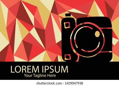 Isolated Vector Illustration Red and Yellow Polygon Geometric of Camera Photography. Flat, Icon, Sign, Logo, Symbol, Object, Graphic Design, Element, Background, Print.