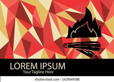 Isolated Vector Illustration Red and Yellow Polygon Geometric of Bonfire for Camping. Flat, Icon, Sign, Logo, Symbol, Object, Graphic Design, Element, Background, Print.