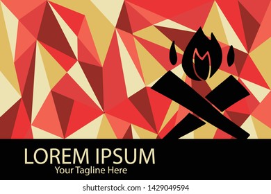Isolated Vector Illustration Red and Yellow Polygon Geometric of Bonfire for Camping. Flat, Icon, Sign, Logo, Symbol, Object, Graphic Design, Element, Background, Print.