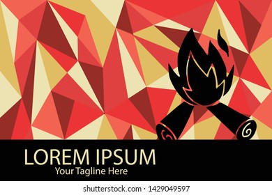 Isolated Vector Illustration Red and Yellow Polygon Geometric of Bonfire for Camping. Flat, Icon, Sign, Logo, Symbol, Object, Graphic Design, Element, Background, Print.