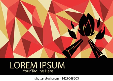 Isolated Vector Illustration Red and Yellow Polygon Geometric of Bonfire for Camping. Flat, Icon, Sign, Logo, Symbol, Object, Graphic Design, Element, Background, Print.