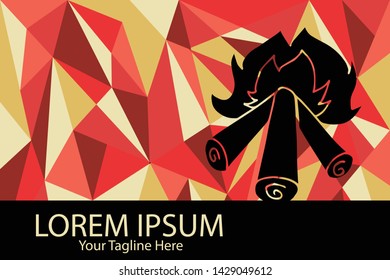 Isolated Vector Illustration Red and Yellow Polygon Geometric of Bonfire for Camping. Flat, Icon, Sign, Logo, Symbol, Object, Graphic Design, Element, Background, Print.
