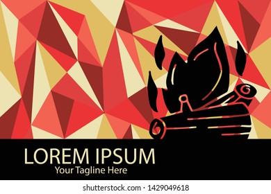 Isolated Vector Illustration Red and Yellow Polygon Geometric of Bonfire for Camping. Flat, Icon, Sign, Logo, Symbol, Object, Graphic Design, Element, Background, Print.