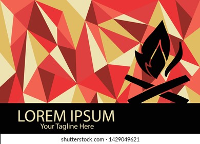 Isolated Vector Illustration Red and Yellow Polygon Geometric of Bonfire for Camping. Flat, Icon, Sign, Logo, Symbol, Object, Graphic Design, Element, Background, Print.