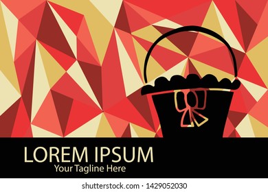 Isolated Vector Illustration Red and Yellow Polygon Geometric of Basket for Picnic. Flat, Icon, Sign, Logo, Symbol, Object, Graphic Design, Element, Background, Print.