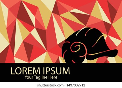 Isolated Vector Illustration Red and Yellow Polygon Geometric of Shells. Flat, Icon, Sign, Logo, Symbol, Object, Graphic Design, Element, Background, Print.