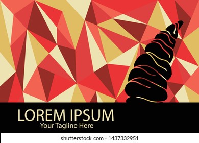 Isolated Vector Illustration Red and Yellow Polygon Geometric of Shells. Flat, Icon, Sign, Logo, Symbol, Object, Graphic Design, Element, Background, Print.