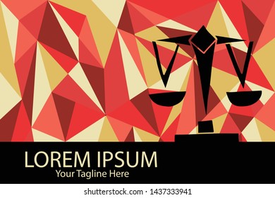 Isolated Vector Illustration Red and Yellow Polygon Geometric of Weighing Scale and Libra. Flat, Icon, Sign, Logo, Symbol, Object, Graphic Design, Element, Background, Print.