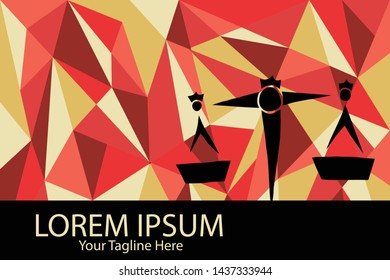 Isolated Vector Illustration Red and Yellow Polygon Geometric of Weighing Scale and Libra. Flat, Icon, Sign, Logo, Symbol, Object, Graphic Design, Element, Background, Print.
