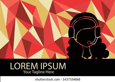 Isolated Vector Illustration Red and Yellow Polygon Geometric of Call Center or Virtual Assistant. Flat, Icon, Sign, Logo, Symbol, Object, Graphic Design, Element, Background, Print.