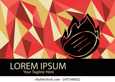 Isolated Vector Illustration Red and Yellow Polygon Geometric of Barbecue. Flat, Icon, Sign, Logo, Symbol, Object, Graphic Design, Element, Background, Print.