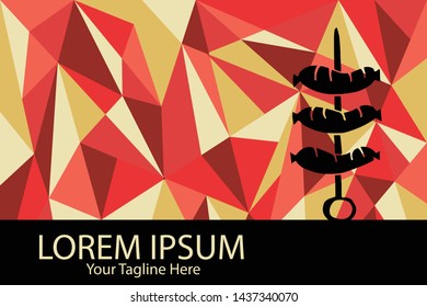 Isolated Vector Illustration Red and Yellow Polygon Geometric of Barbecue. Flat, Icon, Sign, Logo, Symbol, Object, Graphic Design, Element, Background, Print.