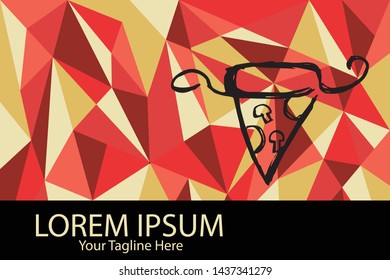 Isolated Vector Illustration Red and Yellow Polygon Geometric of Pizza Food. Flat, Icon, Sign, Logo, Symbol, Object, Graphic Design, Element, Background, Print.