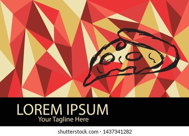 Isolated Vector Illustration Red and Yellow Polygon Geometric of Pizza Food. Flat, Icon, Sign, Logo, Symbol, Object, Graphic Design, Element, Background, Print.