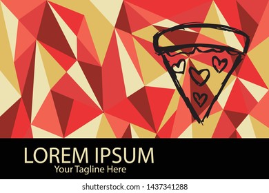Isolated Vector Illustration Red and Yellow Polygon Geometric of Pizza Food. Flat, Icon, Sign, Logo, Symbol, Object, Graphic Design, Element, Background, Print.