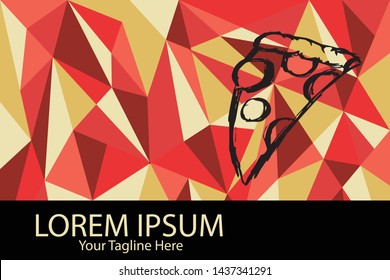 Isolated Vector Illustration Red and Yellow Polygon Geometric of Pizza Food. Flat, Icon, Sign, Logo, Symbol, Object, Graphic Design, Element, Background, Print.