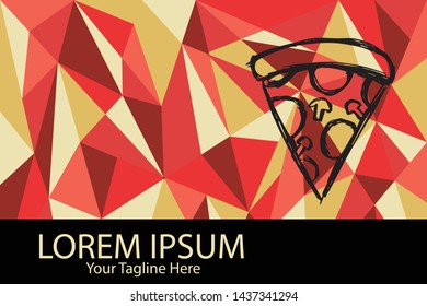 Isolated Vector Illustration Red and Yellow Polygon Geometric of Pizza Food. Flat, Icon, Sign, Logo, Symbol, Object, Graphic Design, Element, Background, Print.