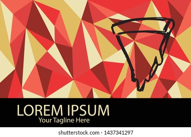 Isolated Vector Illustration Red and Yellow Polygon Geometric of Pizza Food. Flat, Icon, Sign, Logo, Symbol, Object, Graphic Design, Element, Background, Print.