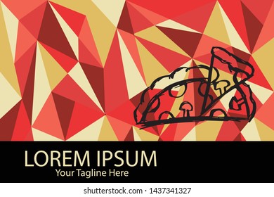 Isolated Vector Illustration Red and Yellow Polygon Geometric of Pizza Food. Flat, Icon, Sign, Logo, Symbol, Object, Graphic Design, Element, Background, Print.