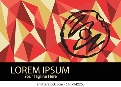 Isolated Vector Illustration Red and Yellow Polygon Geometric of Donut Food. Flat, Icon, Sign, Logo, Symbol, Object, Graphic Design, Element, Background, Print.