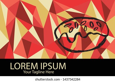 Isolated Vector Illustration Red and Yellow Polygon Geometric of Donut Food. Flat, Icon, Sign, Logo, Symbol, Object, Graphic Design, Element, Background, Print.