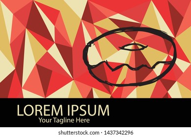 Isolated Vector Illustration Red and Yellow Polygon Geometric of Donut Food. Flat, Icon, Sign, Logo, Symbol, Object, Graphic Design, Element, Background, Print.