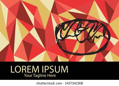 Isolated Vector Illustration Red and Yellow Polygon Geometric of Donut Food. Flat, Icon, Sign, Logo, Symbol, Object, Graphic Design, Element, Background, Print.