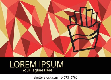 Isolated Vector Illustration Red and Yellow Polygon Geometric of French Fries Food. Flat, Icon, Sign, Logo, Symbol, Object, Graphic Design, Element, Background, Print.