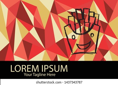 Isolated Vector Illustration Red and Yellow Polygon Geometric of French Fries Food. Flat, Icon, Sign, Logo, Symbol, Object, Graphic Design, Element, Background, Print.