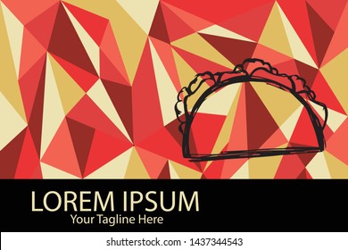 Isolated Vector Illustration Red and Yellow Polygon Geometric of Taco Food. Flat, Icon, Sign, Logo, Symbol, Object, Graphic Design, Element, Background, Print.