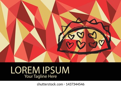 Isolated Vector Illustration Red and Yellow Polygon Geometric of Taco Food. Flat, Icon, Sign, Logo, Symbol, Object, Graphic Design, Element, Background, Print.