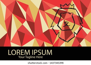 Isolated Vector Illustration Red and Yellow Polygon Geometric of Lion Animal. Flat, Icon, Sign, Logo, Symbol, Object, Graphic Design, Element, Background, Print.