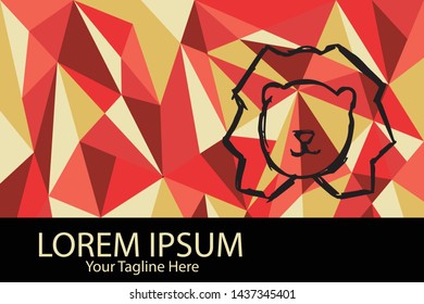 Isolated Vector Illustration Red and Yellow Polygon Geometric of Lion Animal. Flat, Icon, Sign, Logo, Symbol, Object, Graphic Design, Element, Background, Print.