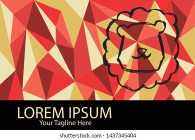Isolated Vector Illustration Red and Yellow Polygon Geometric of Lion Animal. Flat, Icon, Sign, Logo, Symbol, Object, Graphic Design, Element, Background, Print.