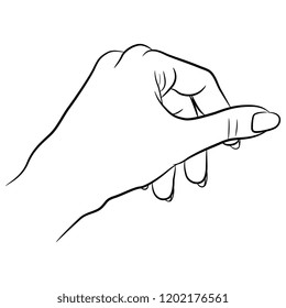 Isolated vector illustration. Relaxed human hand. Hand drawn linear sketch. Black silhouette on white background.