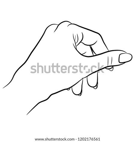 Isolated vector illustration. Relaxed human hand. Hand drawn linear sketch. Black silhouette on white background.