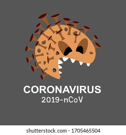 Isolated vector illustration of respiratory disease coronavirus covid-19. coronavirus orange mouth opening symbol and banner word design.