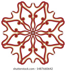 Isolated vector illustration. Round animal decor. Ornate star or mandala made of stylized snakes.