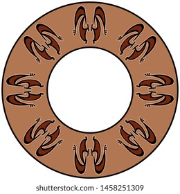 Isolated vector illustration. Round decor, frame or texture with ethnic Ukrainian motifs. Cucuteni-Trypillia Neolithic culture.