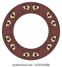 Isolated vector illustration. Round decor, frame or texture with stylized human eyes. Ancient Greek vase painting motif.