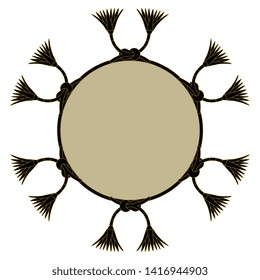 Isolated vector illustration. Round floral decor or frame with ancient Egyptian lotus motifs.