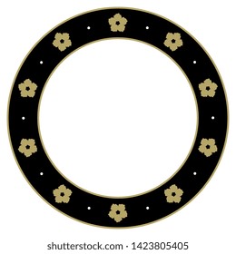 Isolated vector illustration. Round floral decor, frame or texture with silhouettes of stylized flowers.